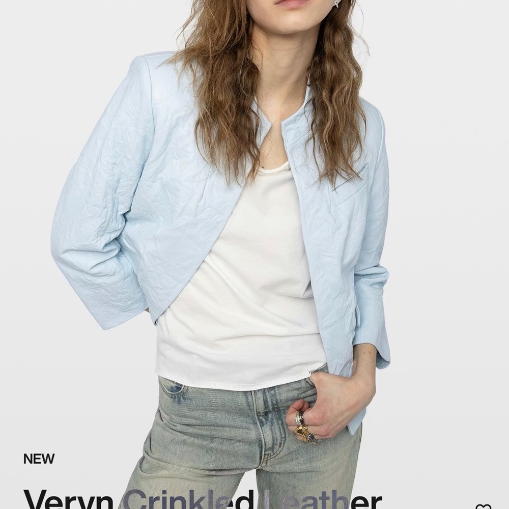Zadig & Voltaire Verys Light Blue Leather Blazer NEW NEVER WORN - Picture 7 of 9